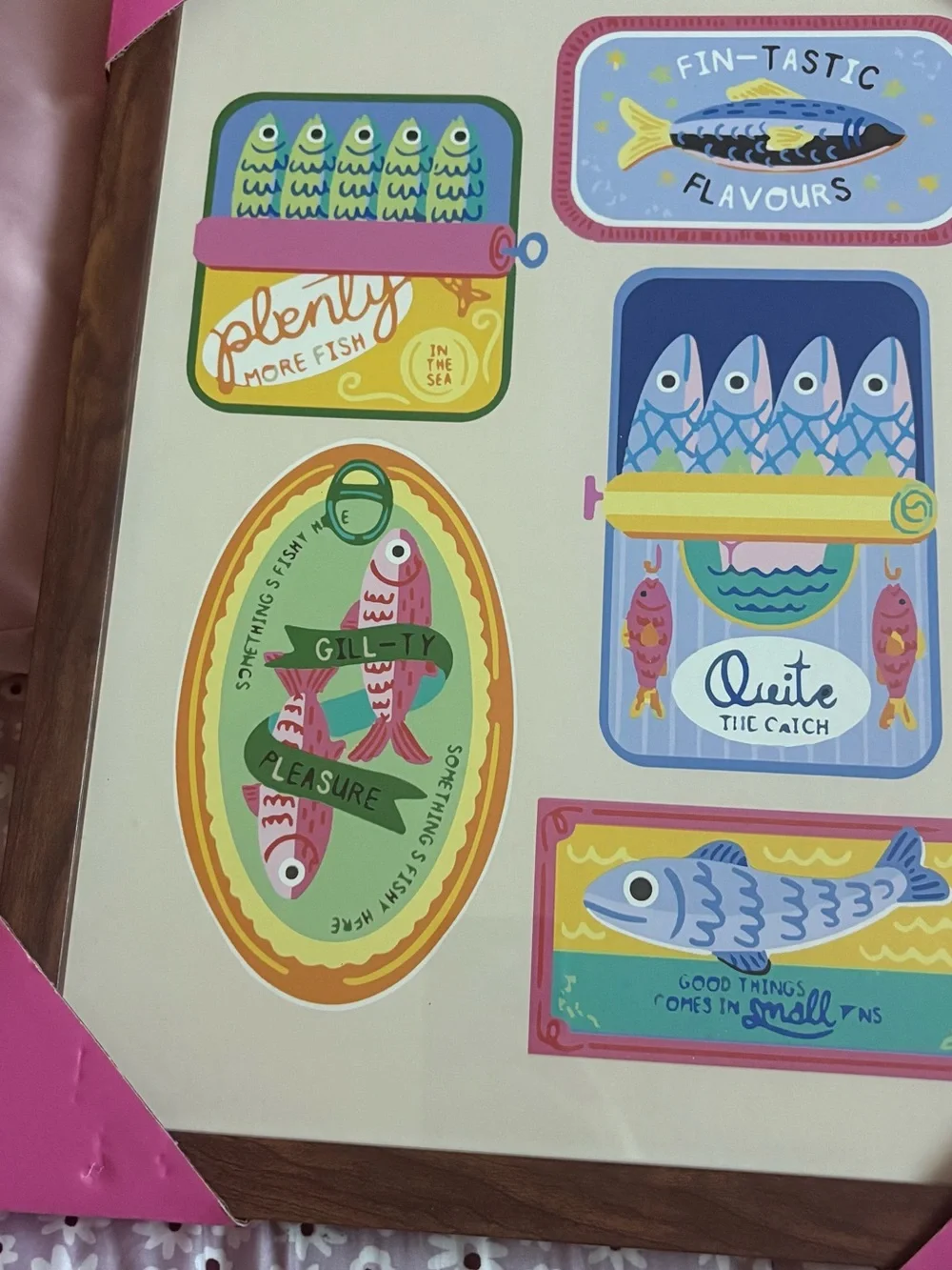 Seafood-Themed Wall Art Print - Colorful Fish Tin Illustrations